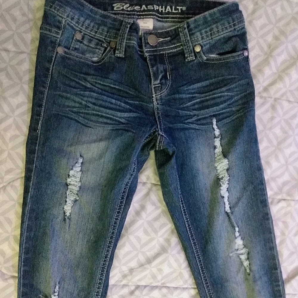 Blue asphalt skinny jeans